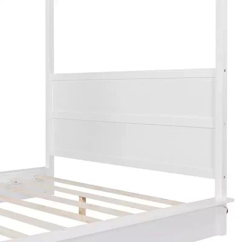 Modern LED Canopy Platform Bed Frame with Slats and Headboard