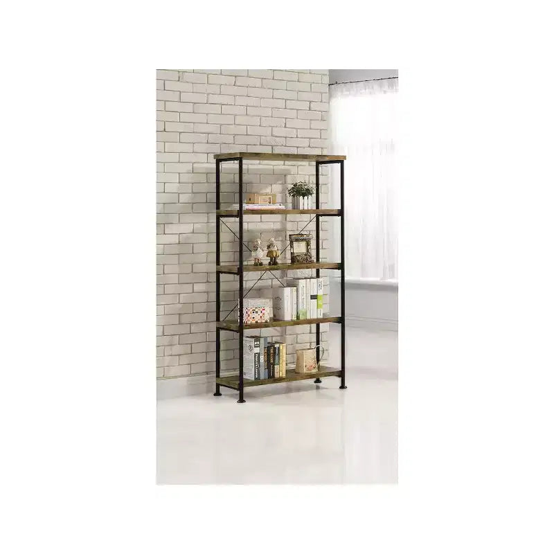 63-Inch 4-Shelf Bookshelf, Rustic Nutmeg