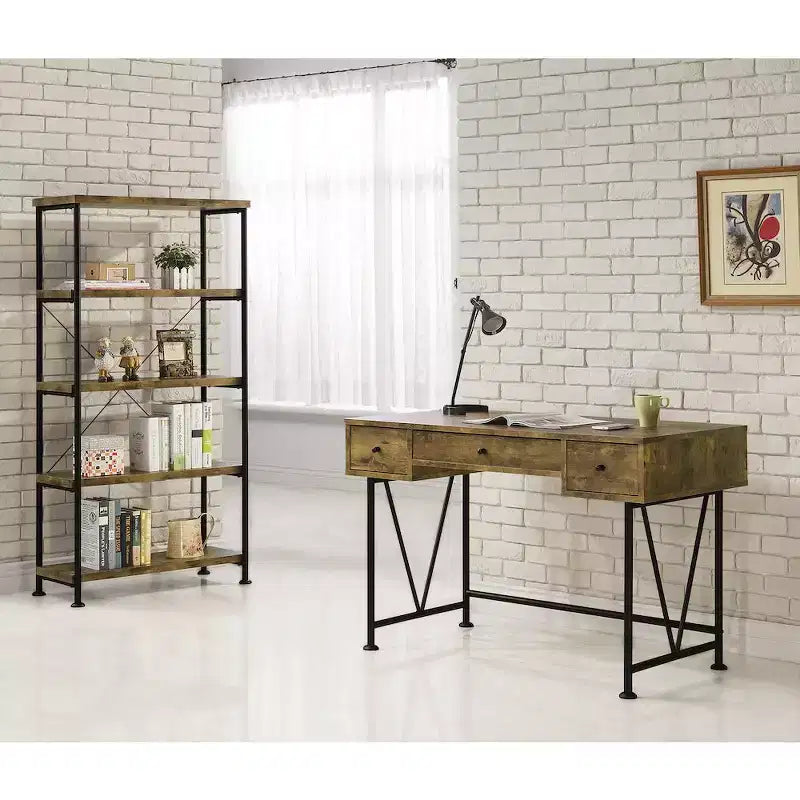 63-Inch 4-Shelf Bookshelf, Rustic Nutmeg