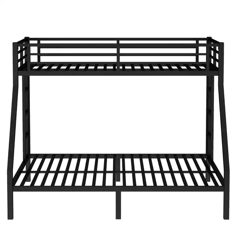 Metal Twin XL over Queen Bunk Bed for Teens and Adults Space-Saving and No Box Spring Needed Black