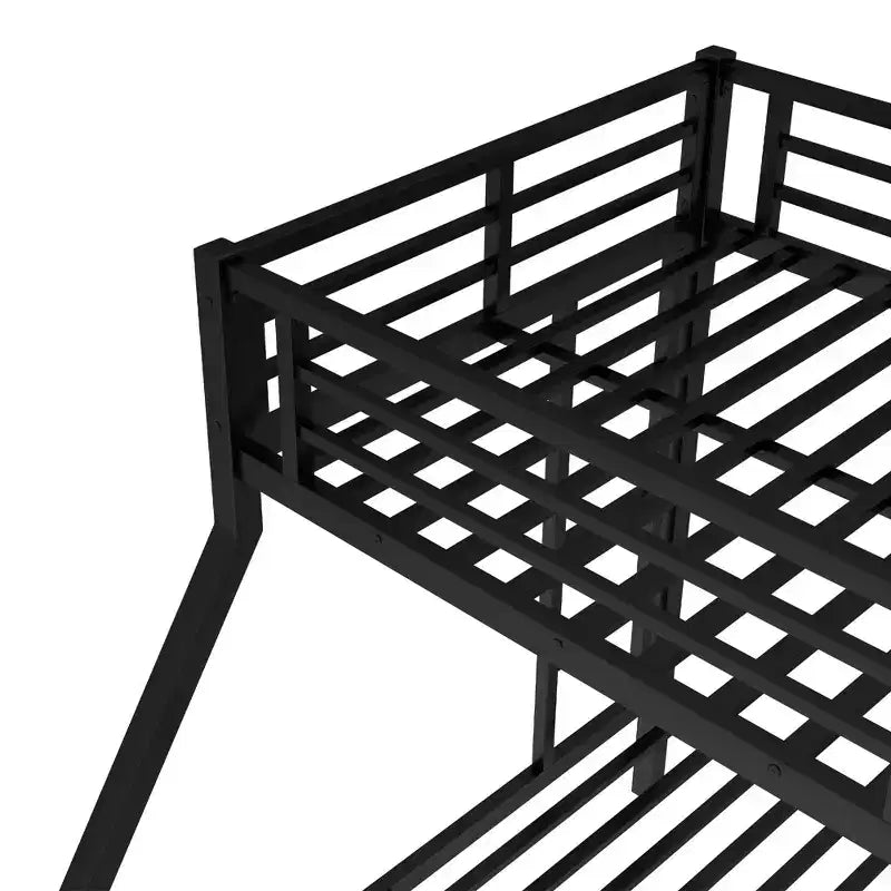 Metal Twin XL over Queen Bunk Bed for Teens and Adults Space-Saving and No Box Spring Needed Black
