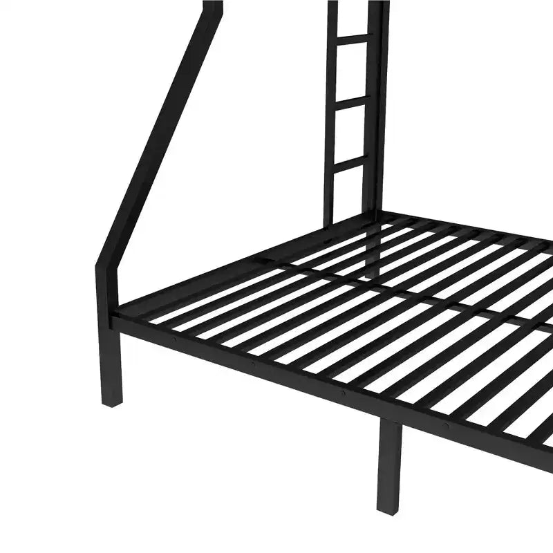 Metal Twin XL over Queen Bunk Bed for Teens and Adults Space-Saving and No Box Spring Needed Black