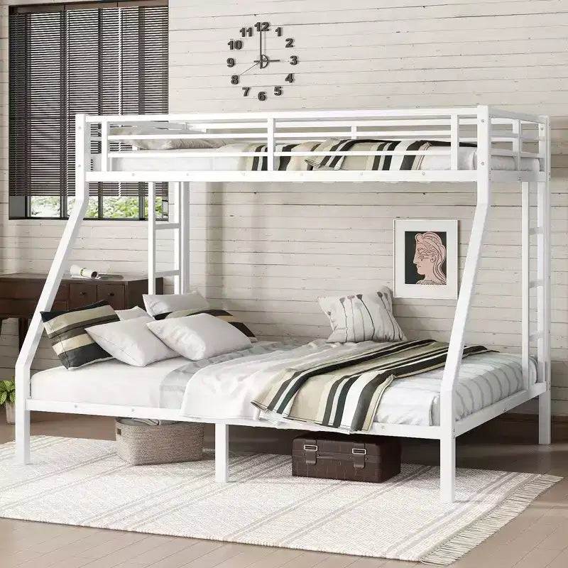 Metal Twin XL over Queen Bunk Bed for Teens and Adults Space-Saving and No Box Spring Needed Black