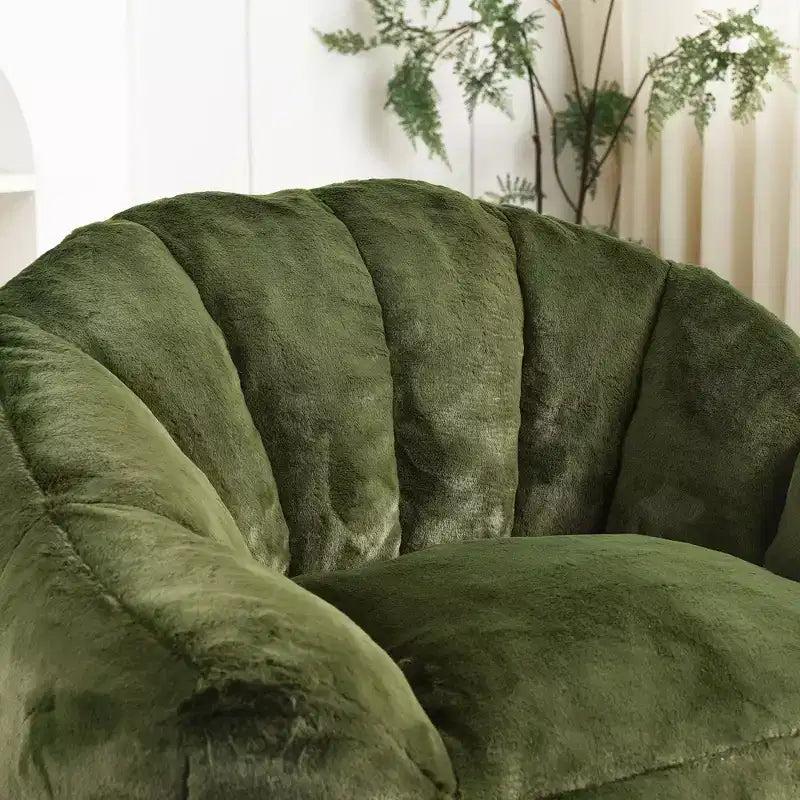 Modern Plush Faux Fur Floor Bean Bag Sofa Chair with Armrests, High-Density Foam Lounge Couch for Living Room, Bedroom