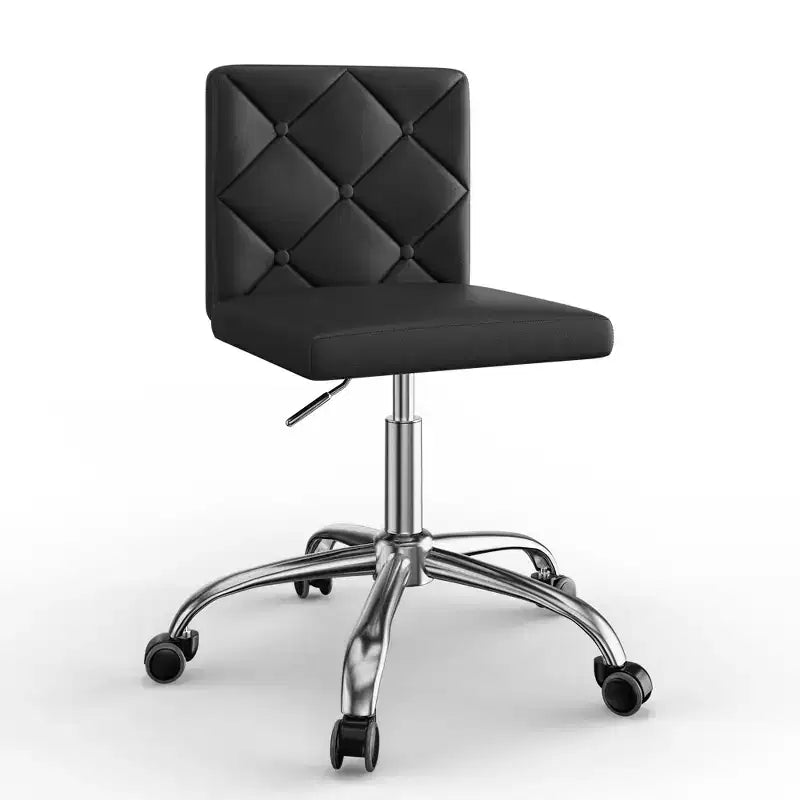 PU Leather Armless Office Chair, Adjustable Height & 360 Rolling Swivel for Home or Office