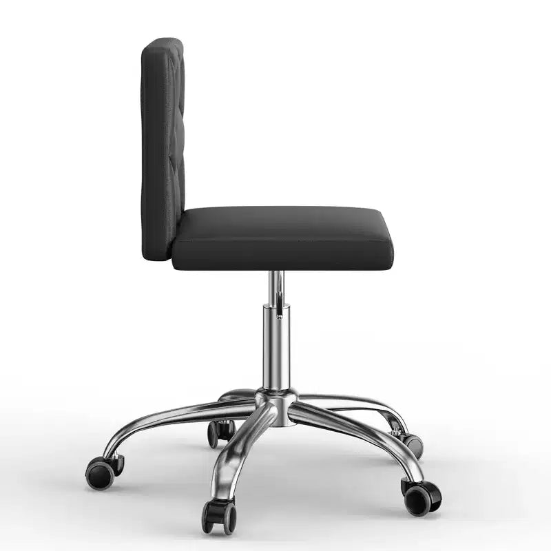 PU Leather Armless Office Chair, Adjustable Height & 360 Rolling Swivel for Home or Office