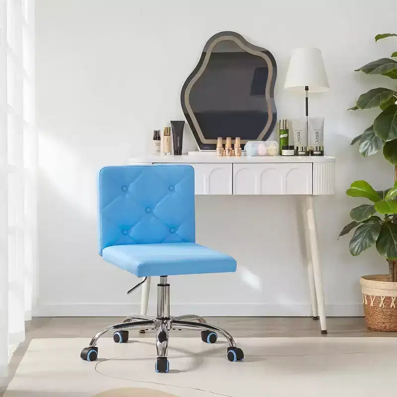PU Leather Armless Office Chair, Adjustable Height & 360 Rolling Swivel for Home or Office