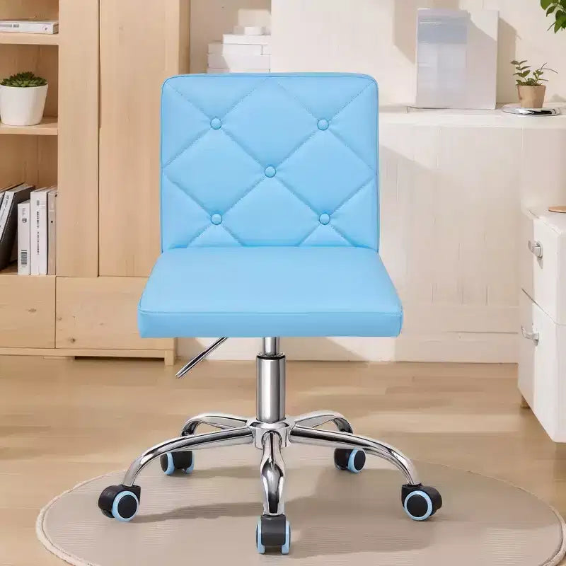 PU Leather Armless Office Chair, Adjustable Height & 360 Rolling Swivel for Home or Office