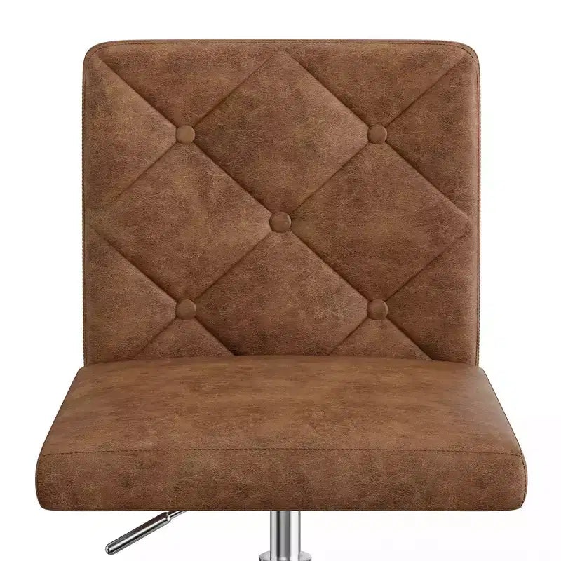 PU Leather Armless Office Chair, Adjustable Height & 360 Rolling Swivel for Home or Office