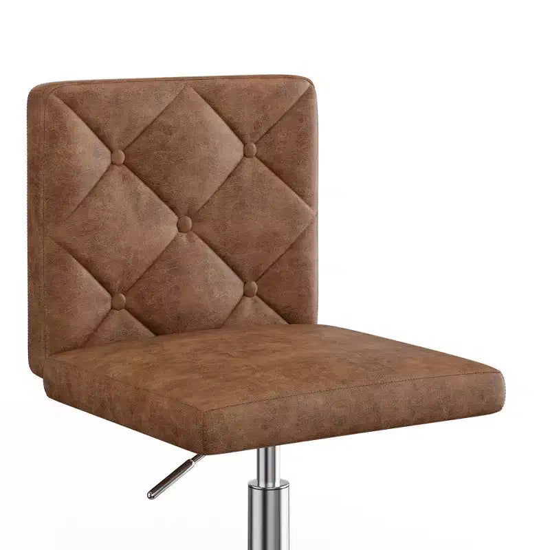 PU Leather Armless Office Chair, Adjustable Height & 360 Rolling Swivel for Home or Office