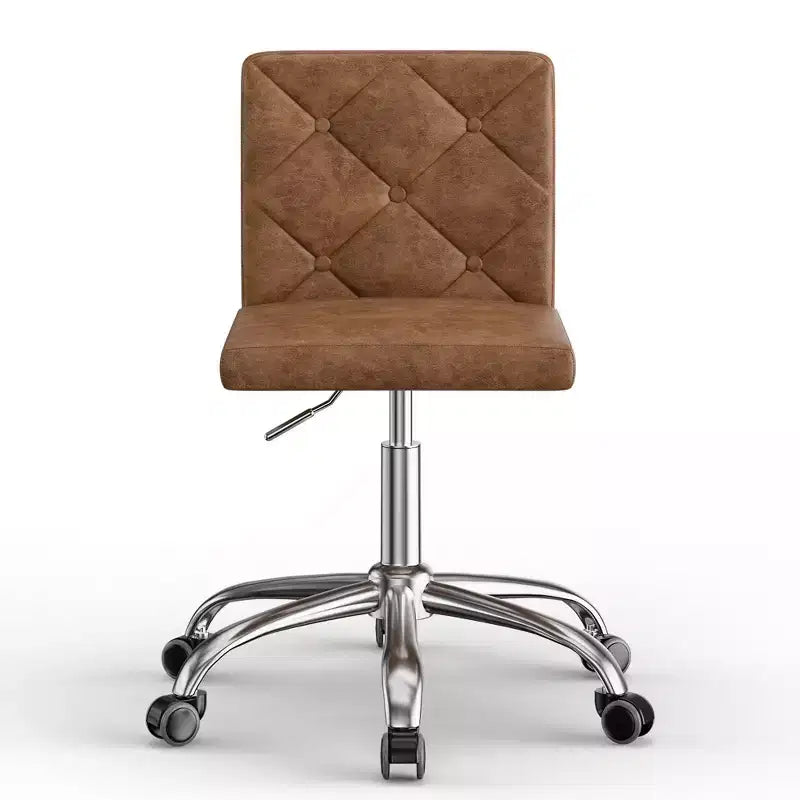 PU Leather Armless Office Chair, Adjustable Height & 360 Rolling Swivel for Home or Office