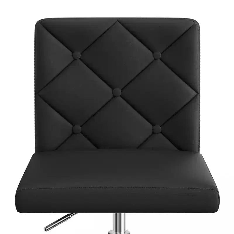 PU Leather Armless Office Chair, Adjustable Height & 360 Rolling Swivel for Home or Office