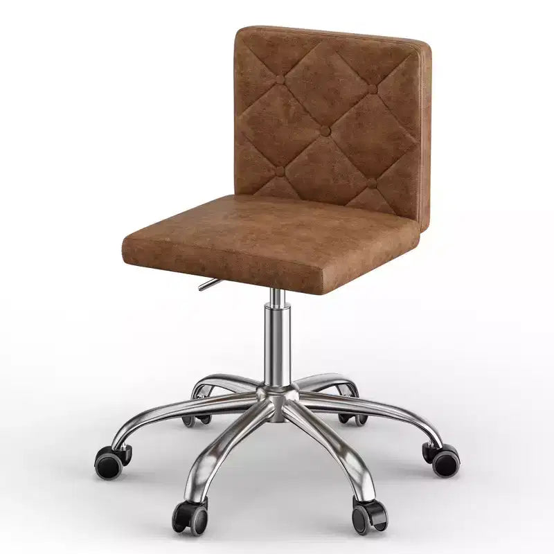 PU Leather Armless Office Chair, Adjustable Height & 360 Rolling Swivel for Home or Office