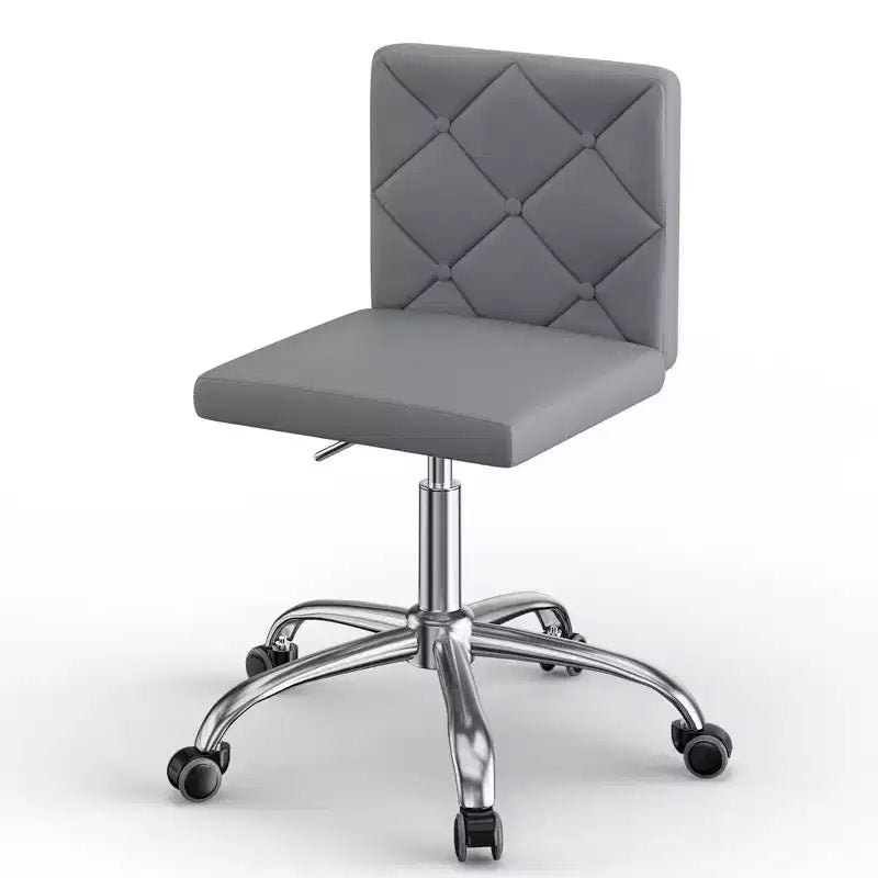 PU Leather Armless Office Chair, Adjustable Height & 360 Rolling Swivel for Home or Office