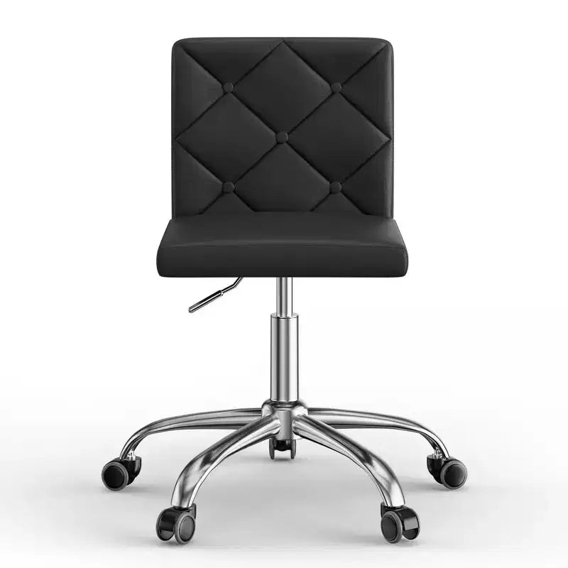 PU Leather Armless Office Chair, Adjustable Height & 360 Rolling Swivel for Home or Office