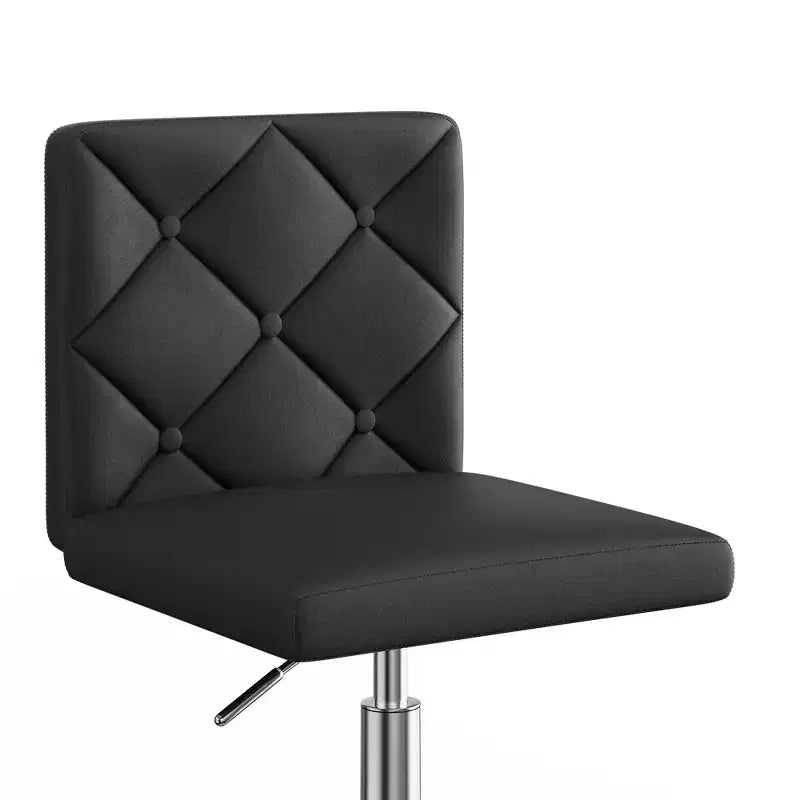 PU Leather Armless Office Chair, Adjustable Height & 360 Rolling Swivel for Home or Office