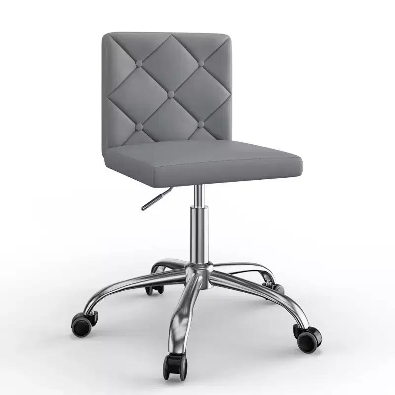 PU Leather Armless Office Chair, Adjustable Height & 360 Rolling Swivel for Home or Office