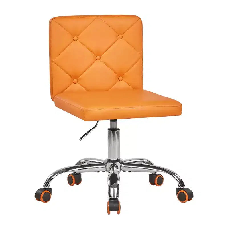 PU Leather Armless Office Chair, Adjustable Height & 360 Rolling Swivel for Home or Office