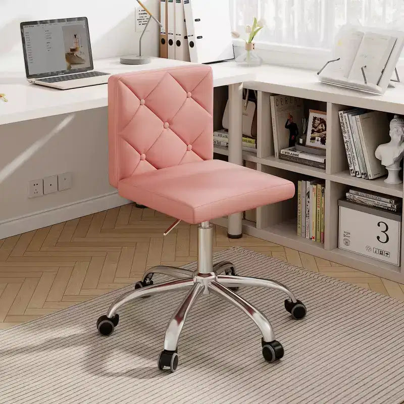 PU Leather Armless Office Chair, Adjustable Height & 360 Rolling Swivel for Home or Office