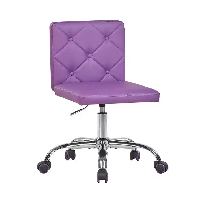 PU Leather Armless Office Chair, Adjustable Height & 360 Rolling Swivel for Home or Office