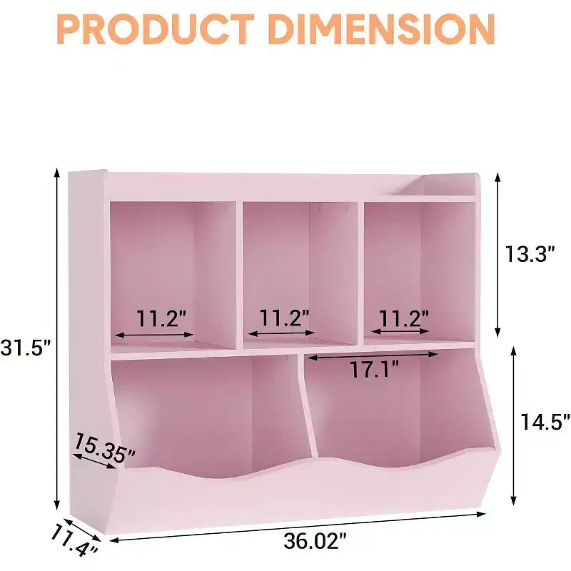 Kids Bookshelf with Storage Cubbies, Toy Organizer and Bookcase for Playroom, Bedroom, Nursery, White