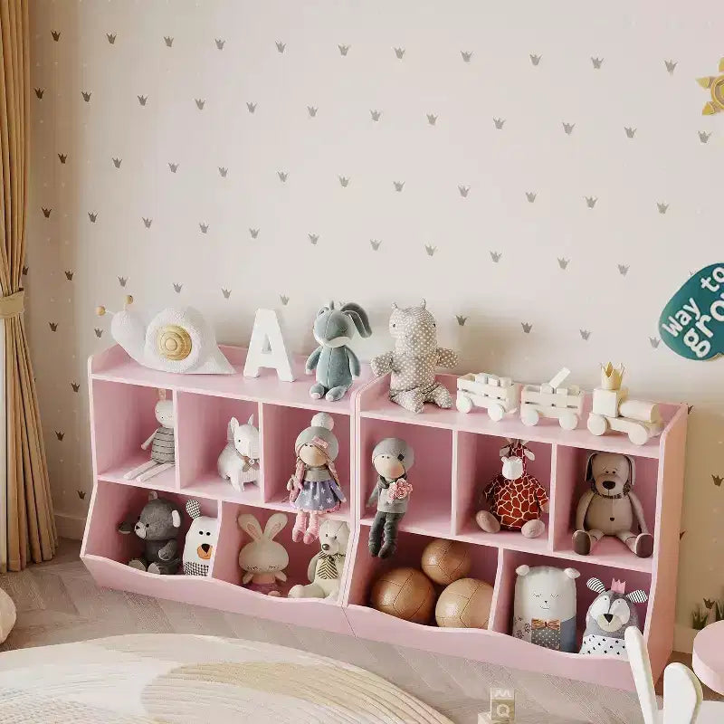 Kids Bookshelf with Storage Cubbies, Toy Organizer and Bookcase for Playroom, Bedroom, Nursery, White