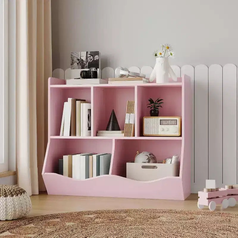 Kids Bookshelf with Storage Cubbies, Toy Organizer and Bookcase for Playroom, Bedroom, Nursery, White