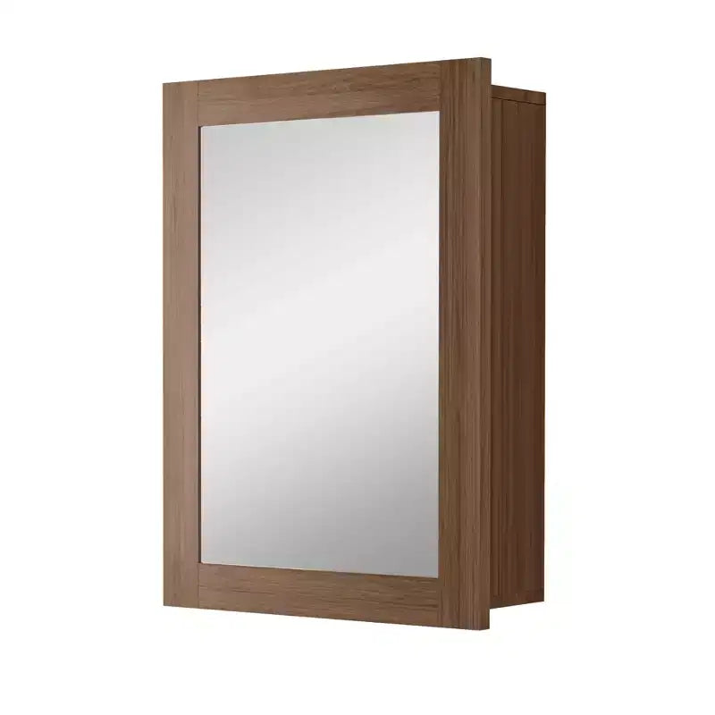 Bathroom Mirror with Storage Cabinet, Wooden Wall Cabinet with Mirror and Adjustable Interior Shelves
