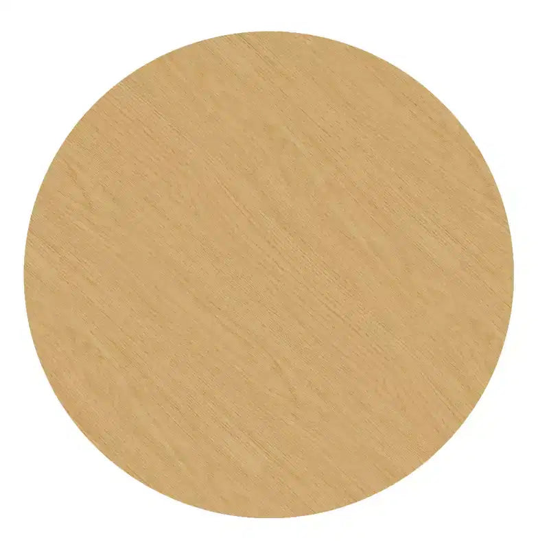 46" Round Dining Table Kitchen Table for 4 with Arc-Shaped Edge Top and Fluted Pedestal Legs, Natural