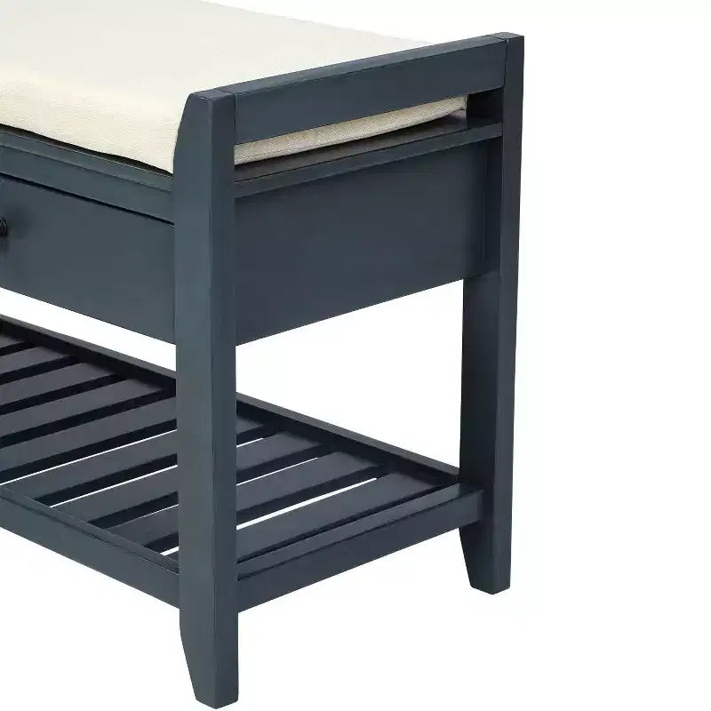 39 Storage Bench with 2 Drawers & Open Shoe Rack, Entryway Bench with Cushioned Seat
