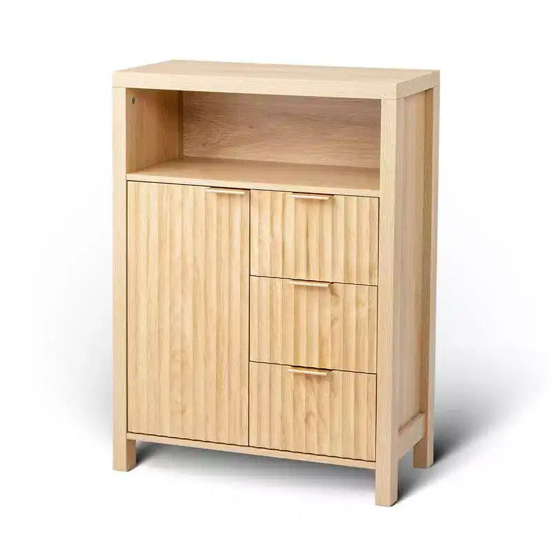 Free-Standing Cabinet Oak 3-Drawer 1-Door Bathroom Livingroom