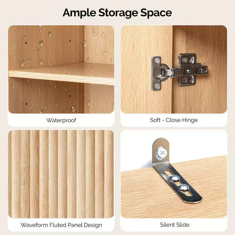 Free-Standing Cabinet Oak 3-Drawer 1-Door Bathroom Livingroom