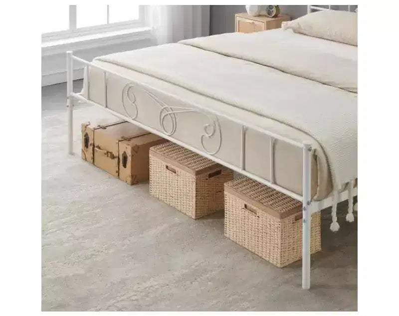 King Size Metal Bed Frame with Headboard and Steel Slat Support with 13.7 Storage No Box Spring Needed Easy Assembly