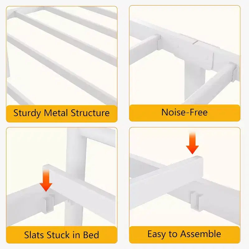 King Size Metal Bed Frame with Headboard and Steel Slat Support with 13.7 Storage No Box Spring Needed Easy Assembly