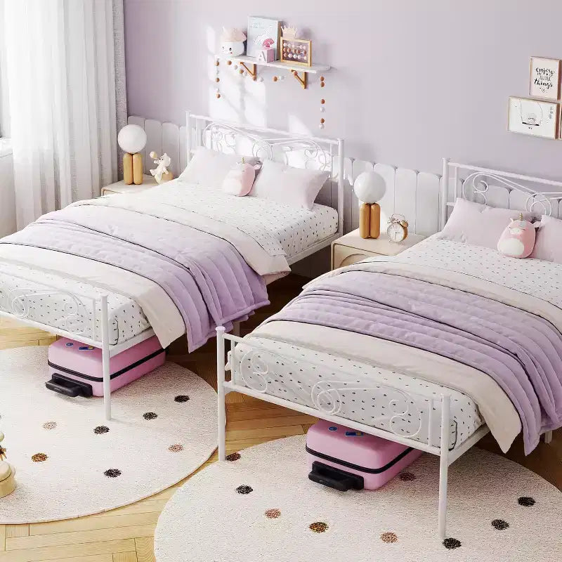 King Size Metal Bed Frame with Headboard and Steel Slat Support with 13.7 Storage No Box Spring Needed Easy Assembly