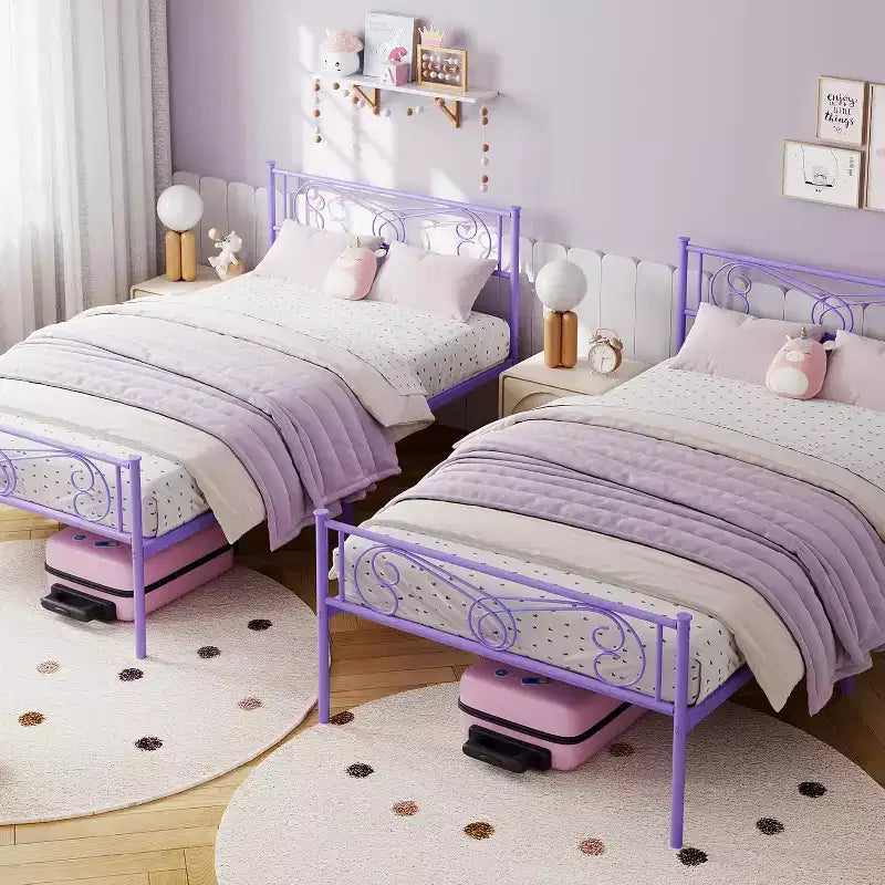 King Size Metal Bed Frame with Headboard and Steel Slat Support with 13.7 Storage No Box Spring Needed Easy Assembly