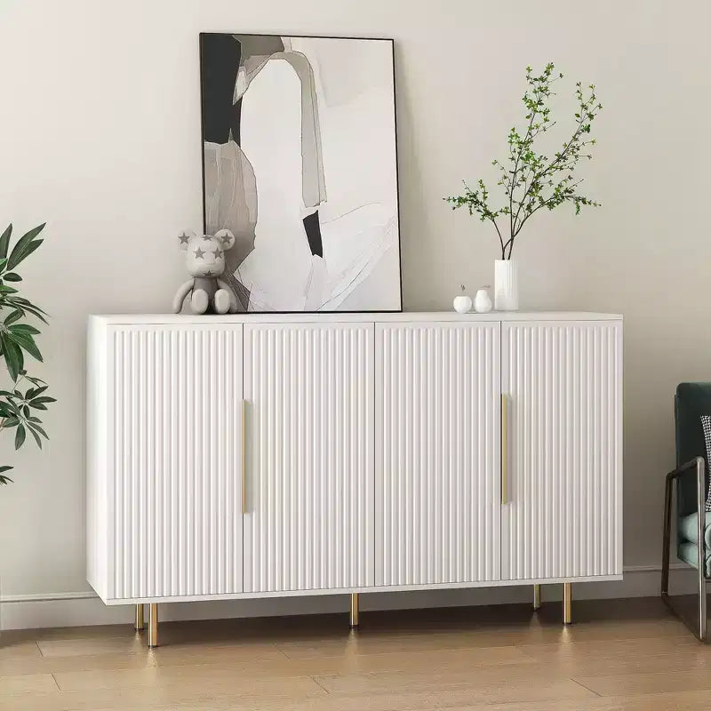 Modern Buffet Cabinet, Storage Cabinet with Fluted and Adjustable Shelves, Accent Cabinet for Living Room, Entryway, Hallway, Kitchen