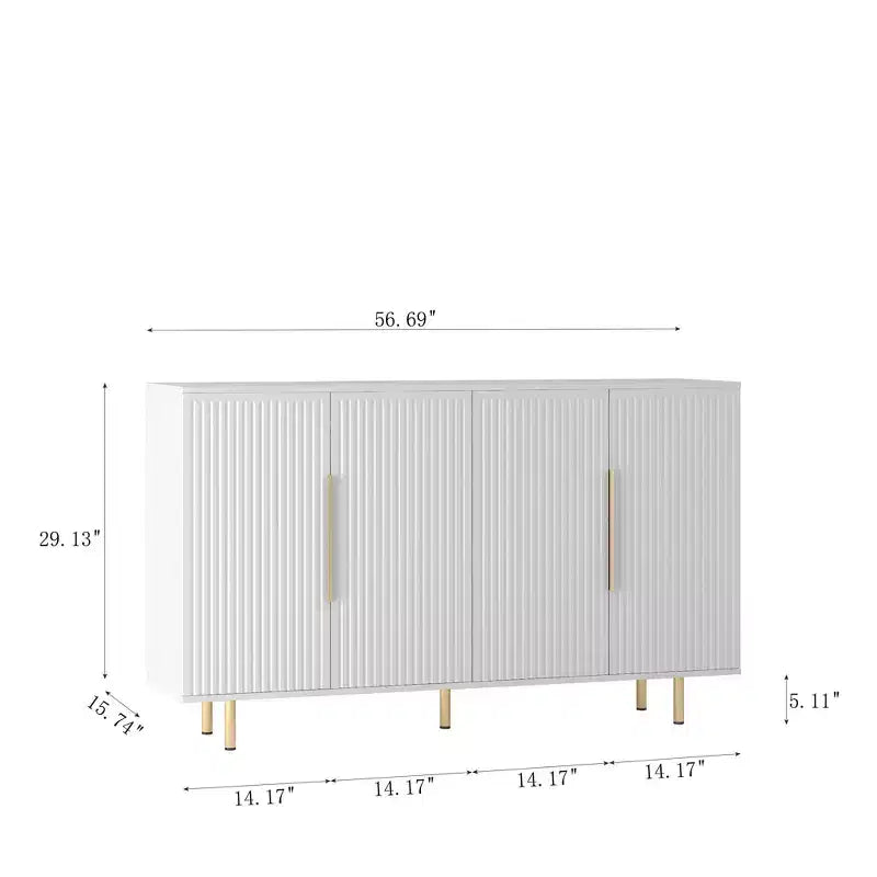 Modern Buffet Cabinet, Storage Cabinet with Fluted and Adjustable Shelves, Accent Cabinet for Living Room, Entryway, Hallway, Kitchen