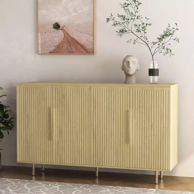 Modern Buffet Cabinet, Storage Cabinet with Fluted and Adjustable Shelves, Accent Cabinet for Living Room, Entryway, Hallway, Kitchen
