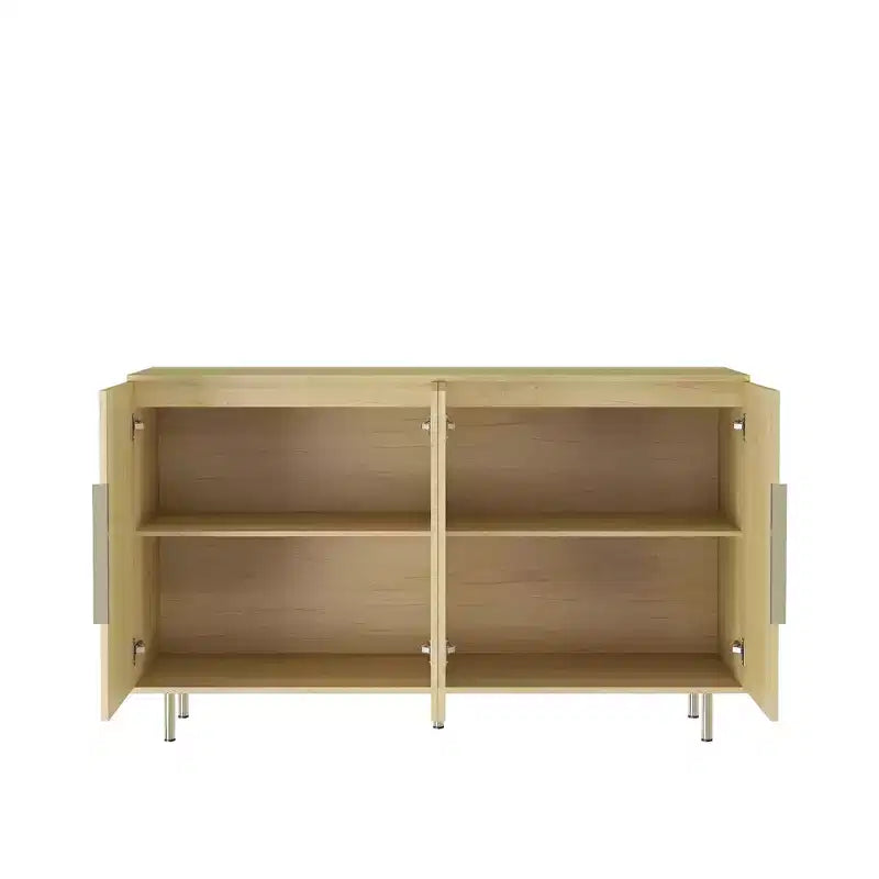 Modern Buffet Cabinet, Storage Cabinet with Fluted and Adjustable Shelves, Accent Cabinet for Living Room, Entryway, Hallway, Kitchen