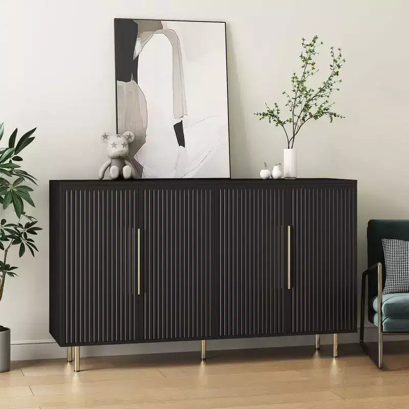 Modern Buffet Cabinet, Storage Cabinet with Fluted and Adjustable Shelves, Accent Cabinet for Living Room, Entryway, Hallway, Kitchen