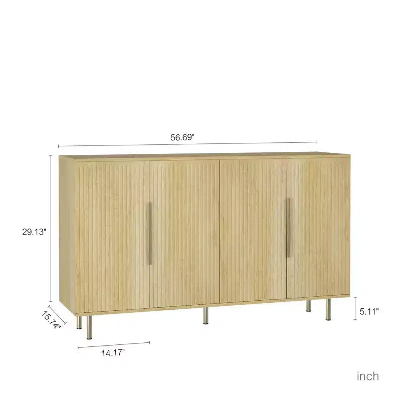 Modern Buffet Cabinet, Storage Cabinet with Fluted and Adjustable Shelves, Accent Cabinet for Living Room, Entryway, Hallway, Kitchen