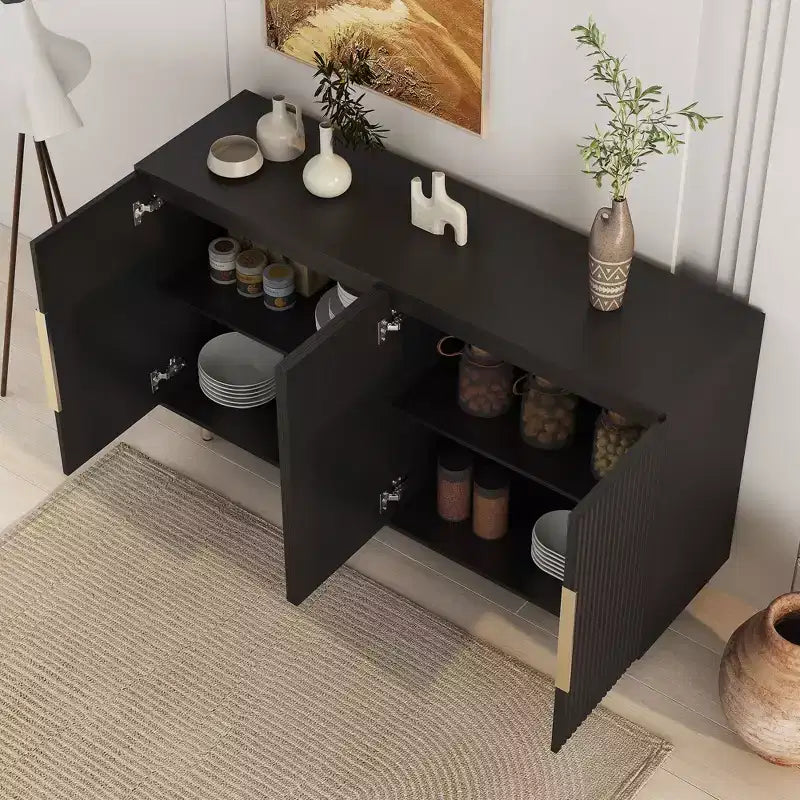 Modern Buffet Cabinet, Storage Cabinet with Fluted and Adjustable Shelves, Accent Cabinet for Living Room, Entryway, Hallway, Kitchen