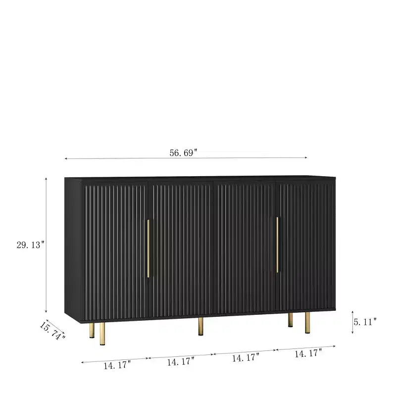 Modern Buffet Cabinet, Storage Cabinet with Fluted and Adjustable Shelves, Accent Cabinet for Living Room, Entryway, Hallway, Kitchen