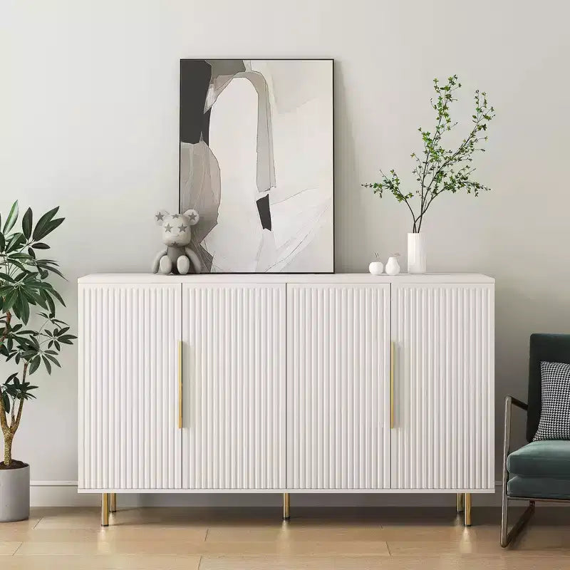 Modern Buffet Cabinet, Storage Cabinet with Fluted and Adjustable Shelves, Accent Cabinet for Living Room, Entryway, Hallway, Kitchen