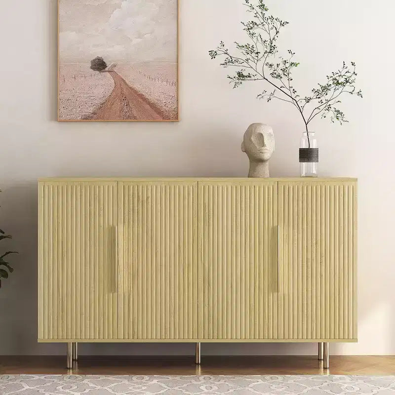 Modern Buffet Cabinet, Storage Cabinet with Fluted and Adjustable Shelves, Accent Cabinet for Living Room, Entryway, Hallway, Kitchen