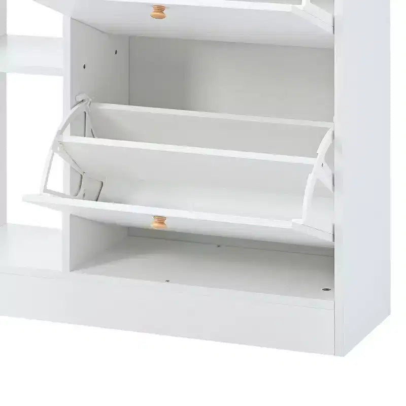 Modern Shoe Cabinet, Shoe Organizer with 4 Panel Flip Drawers and 2 Simple Drawers, Freestanding Shoe Rack for Entryway, Living Room