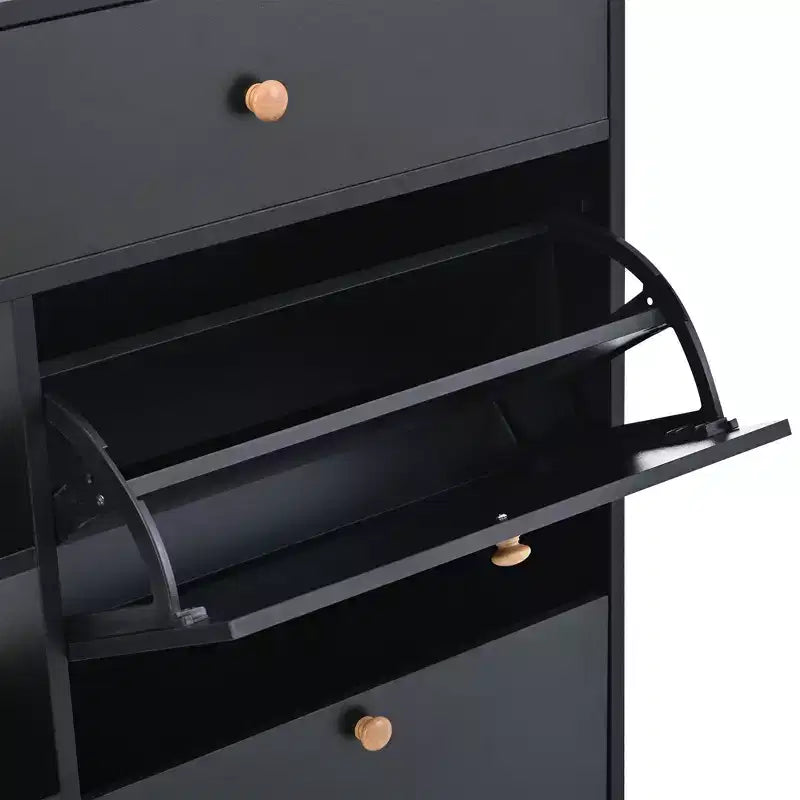 Modern Shoe Cabinet, Shoe Organizer with 4 Panel Flip Drawers and 2 Simple Drawers, Freestanding Shoe Rack for Entryway, Living Room