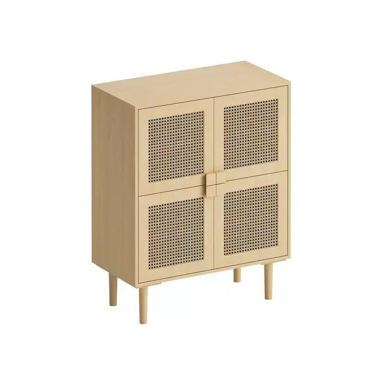 Rattan Mesh Sideboard Cabinet, Buffet Cabinet with 4 Doors and 8 Shelves, Storage Cabinet for Living Room, Dining Room, Kitchen