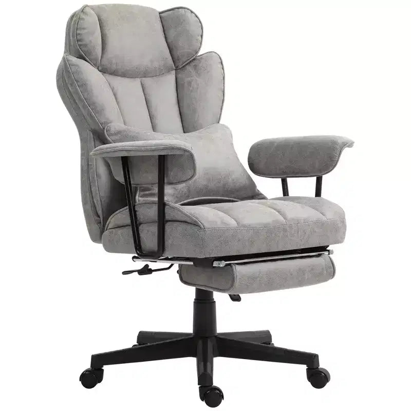 Tall Executive Office Chair with Foldable Footrest, Computer Chair with Lumbar Support and Reclining Back, Comfy Chair for Study, Office